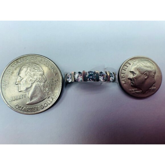 Vintage Sterling Silver 925 CZ Band Ring, Size 9, Elegant Anniversary Wedding Ba - Picture 10 of 11